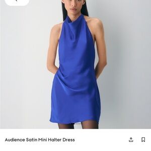 Satin Blue Mini Halter Dress